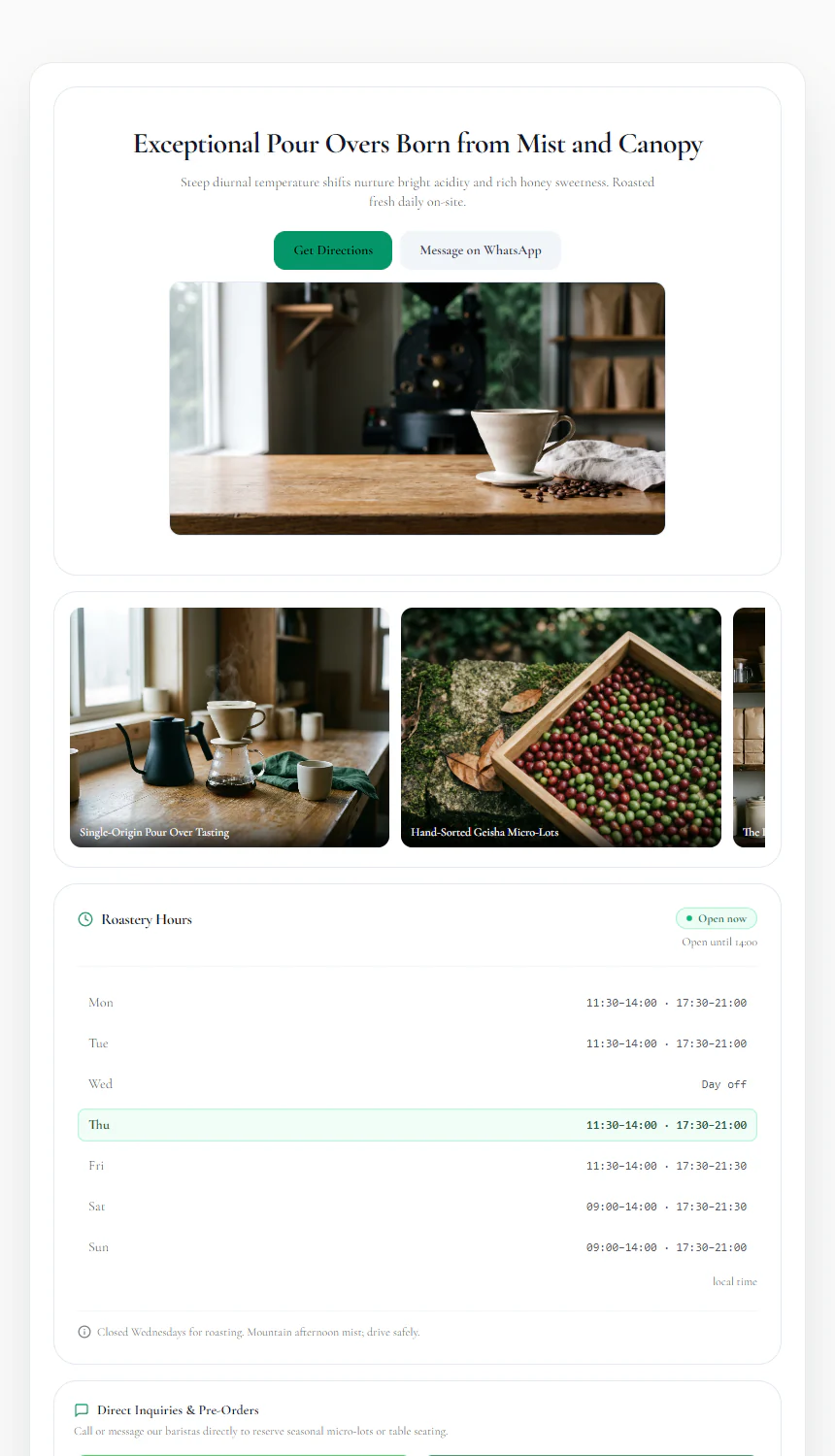 Alisan Forest Coffee — Micro-Lot Roastery Storefront