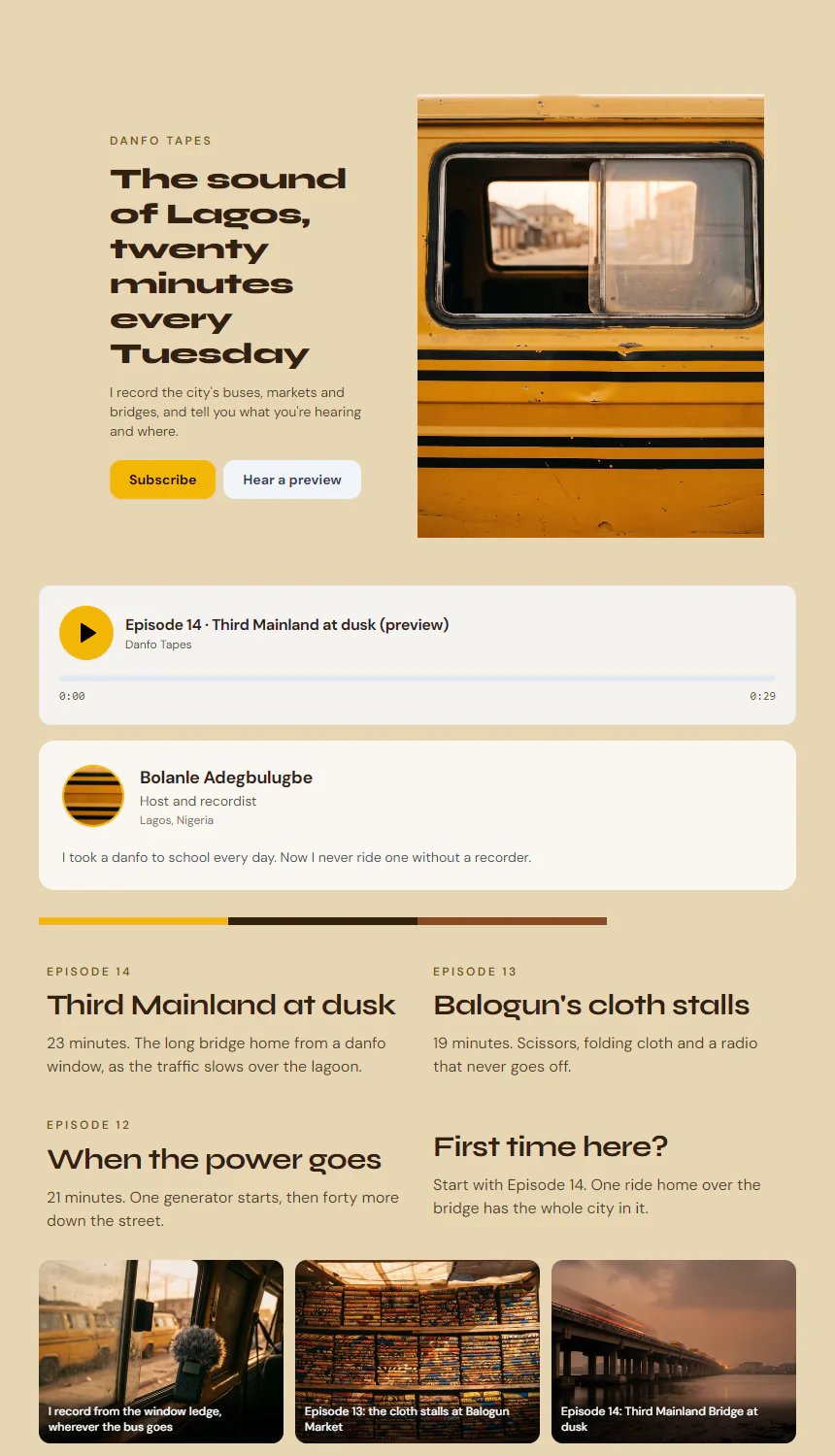 The demo page of this template