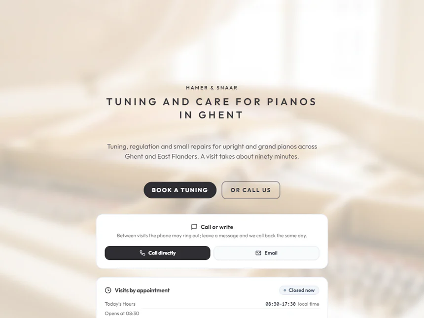Hamer & Snaar — Piano Tuning