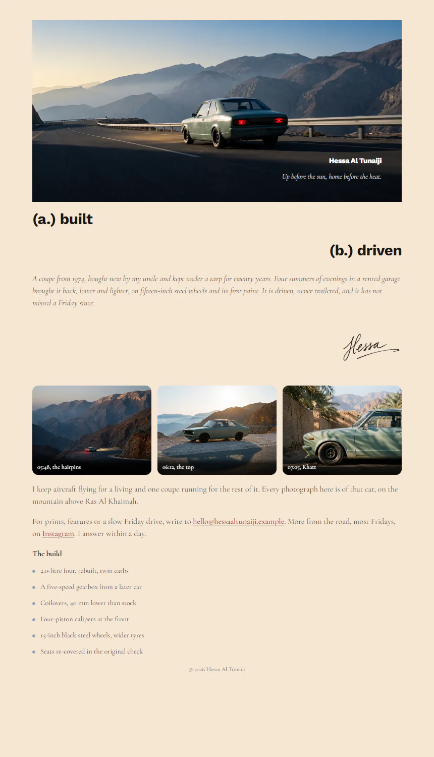 The demo page of this template