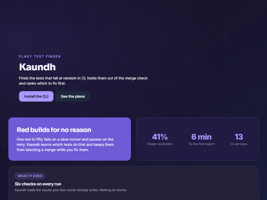 Kaundh — Flaky test finder