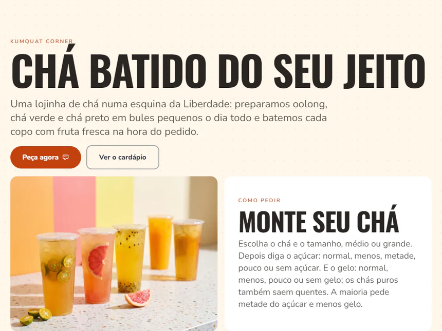 Kumquat Corner — Chá batido e chá com frutas na Liberdade