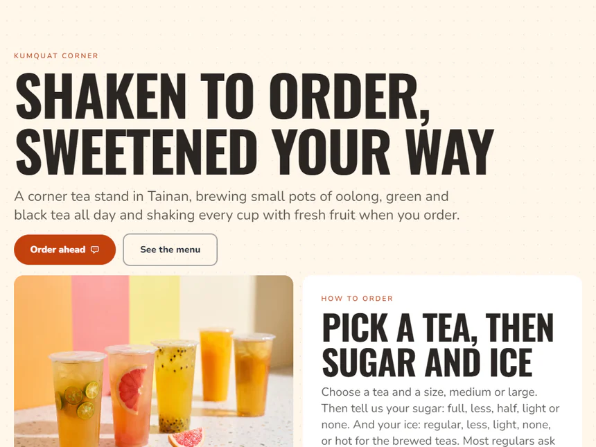 Kumquat Corner — Tea stand menu
