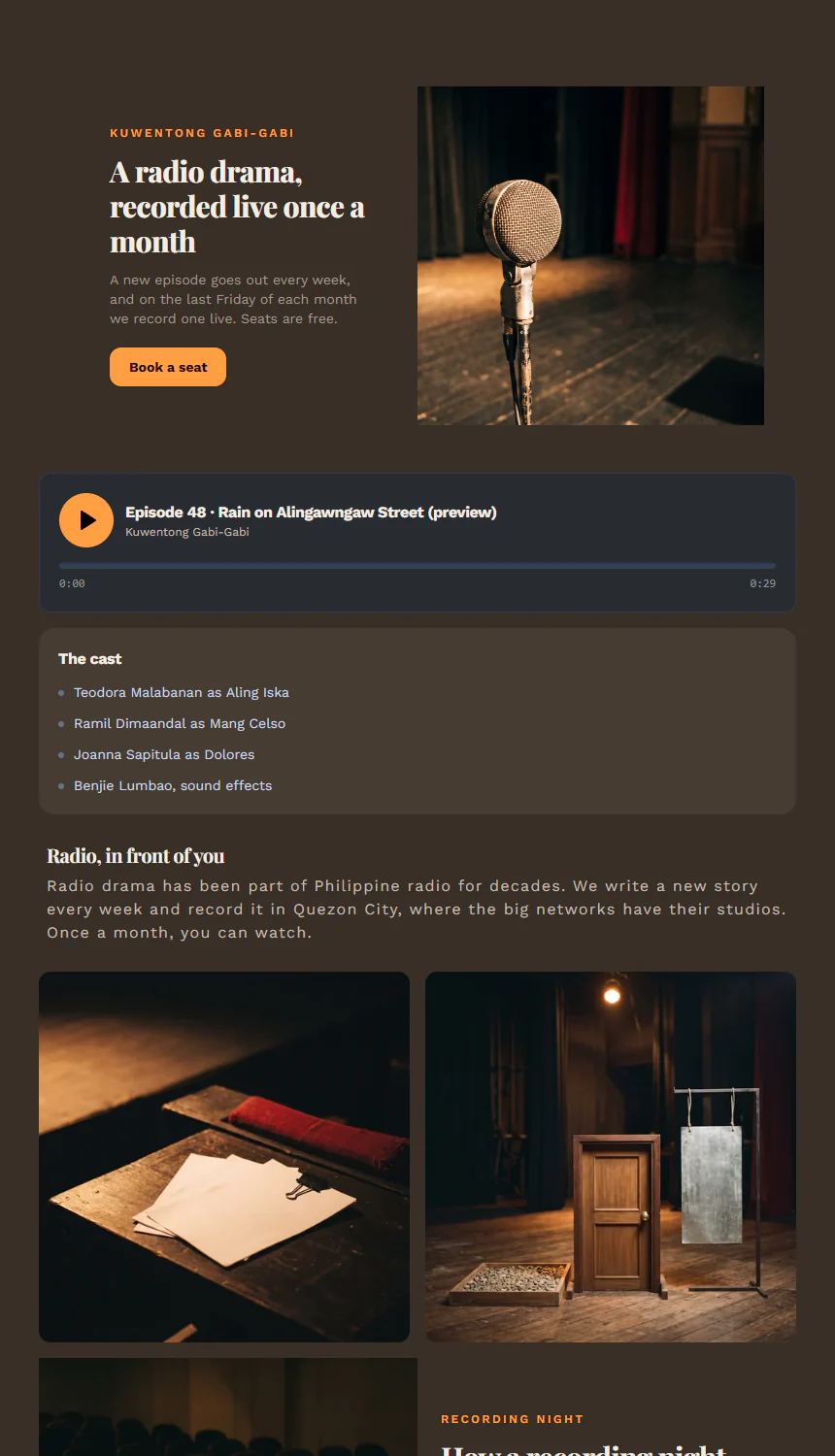 The demo page of this template