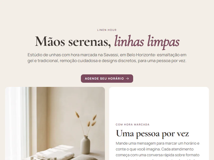 Linen Hour — Manicure com hora marcada em Belo Horizonte