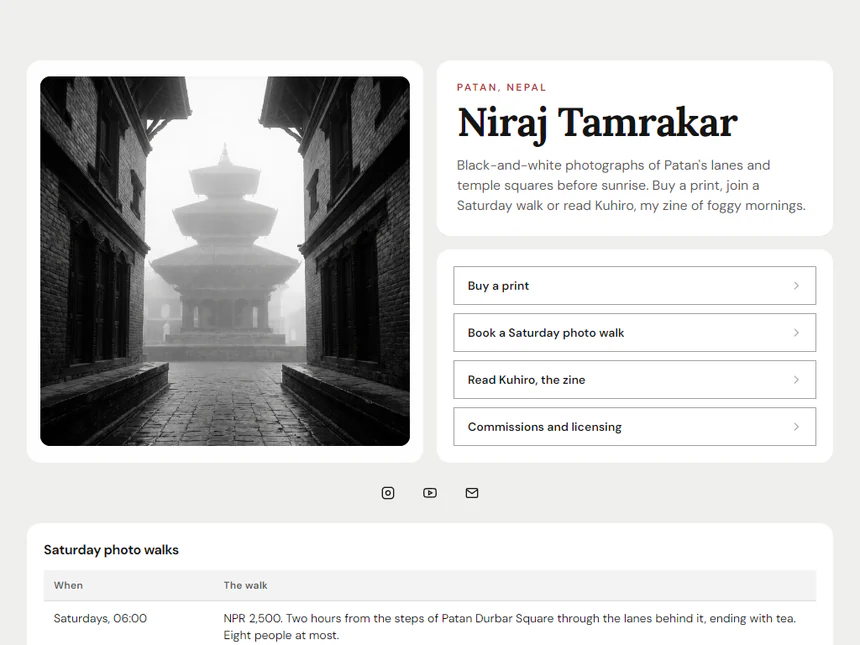The demo page of this template