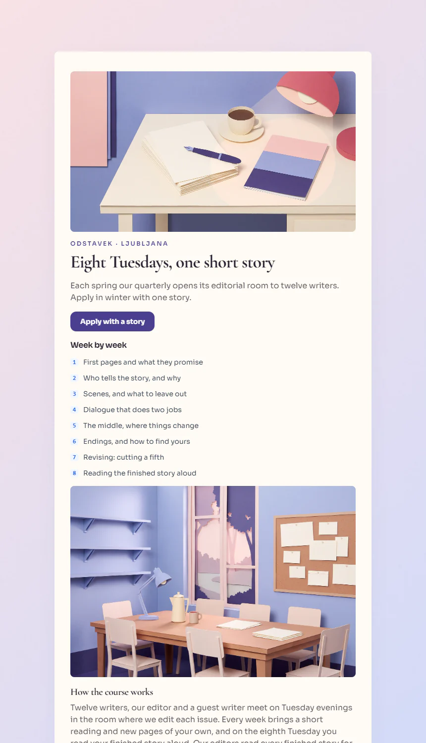 The demo page of this template