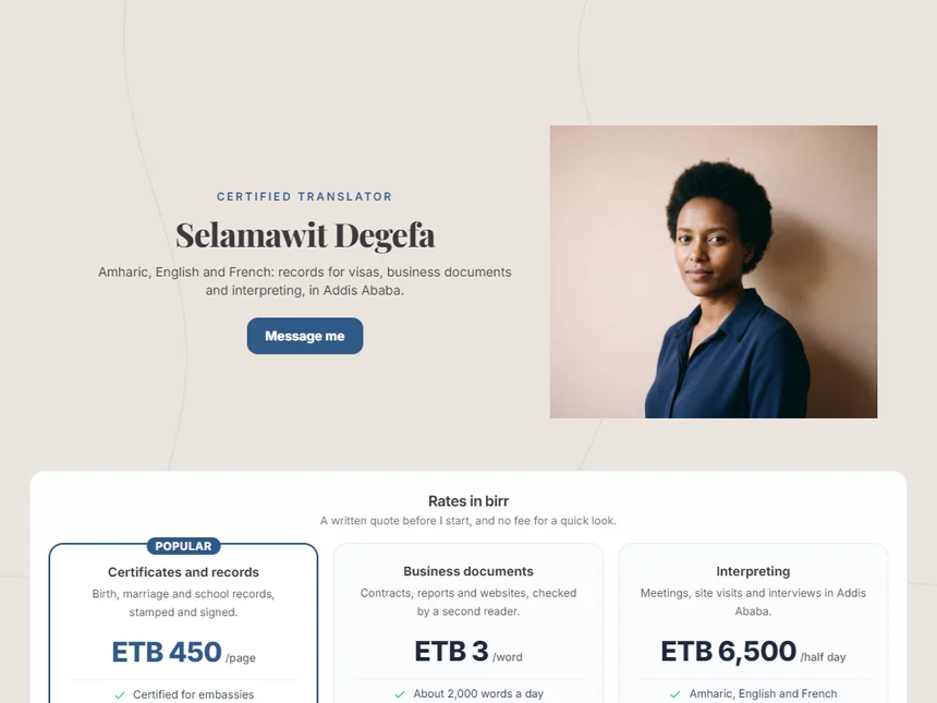 Selamawit Degefa — Translator