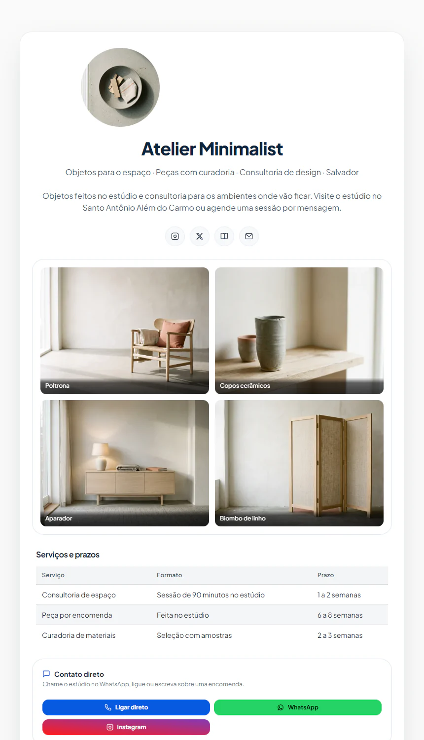 Atelier Minimalist — Objetos e consultoria de design em Salvador