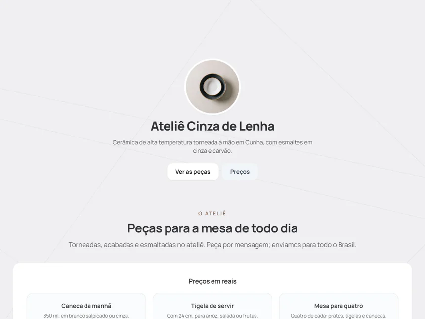 Ateliê Cinza de Lenha — Cerâmica de alta temperatura, Cunha