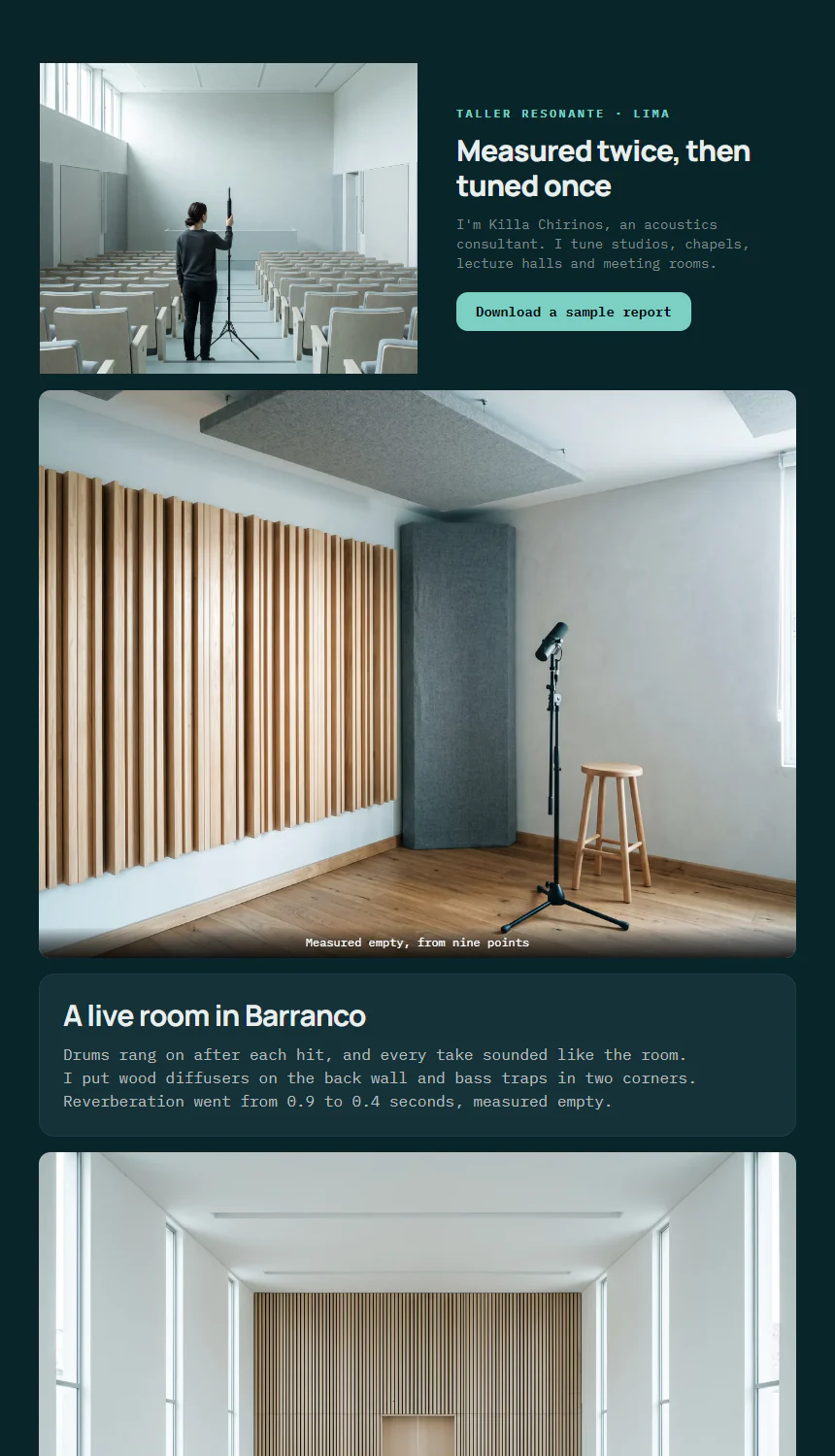 The demo page of this template